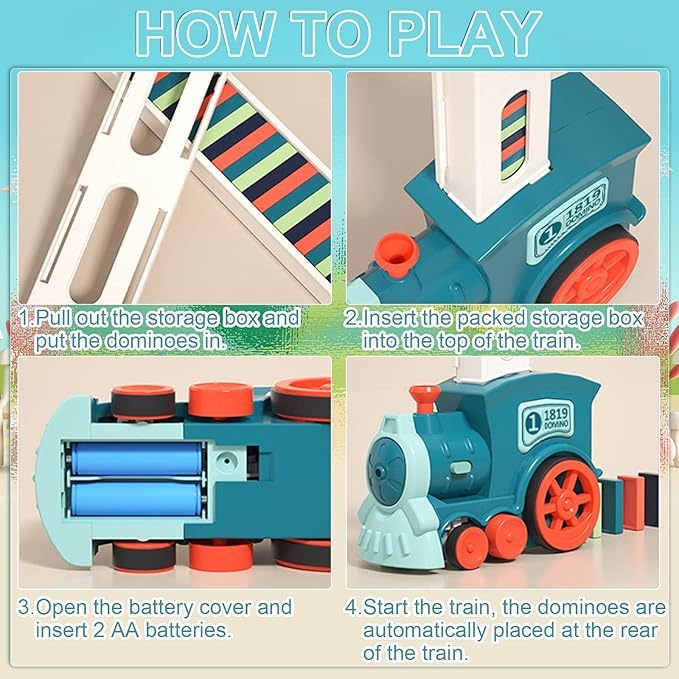 Electric Domino Train: Fun, Automatic Setup, Builds Skills Easily!