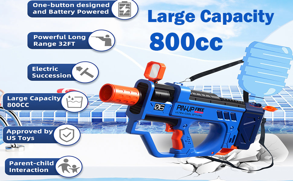 Lectric Water Gun For Adults Kids, Motorized Squirt Guns With Rechargeable Battery   800cc High Capacity, Long Distance Automatic Water Guns Up To 32 FT Range,Water Blaster Beach Pool Toys - Mahmoud Mart